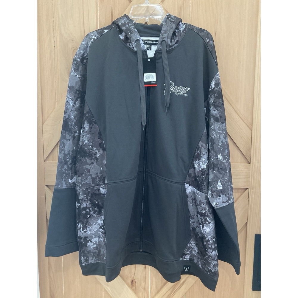 NWT Ranger Boats 3XL Midnight Camo Gray Full Zip Fleece Performance Mens Jacket